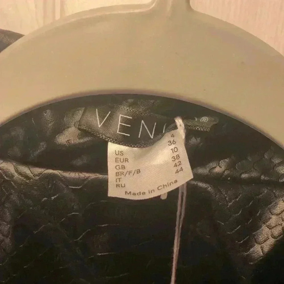 Chic Black Leather Jacket.
Snake Embossed Faux Leather Embellished Blazer - Picture 15 of 17